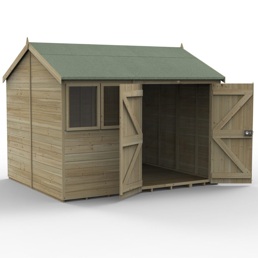 Timberdale 10×8 Reverse Apex Shed – Double Door 5013053189016 2